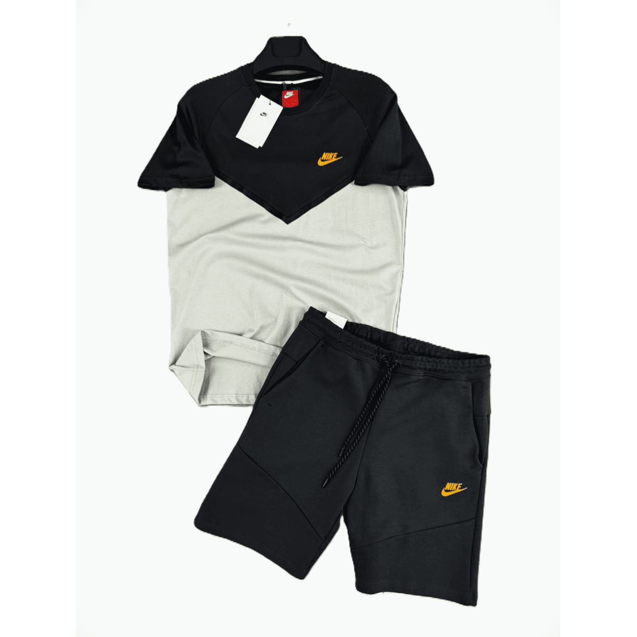 Мъжки спортен къс екип Nike Tech Fleece Shorts+T-shirt Dark Grey