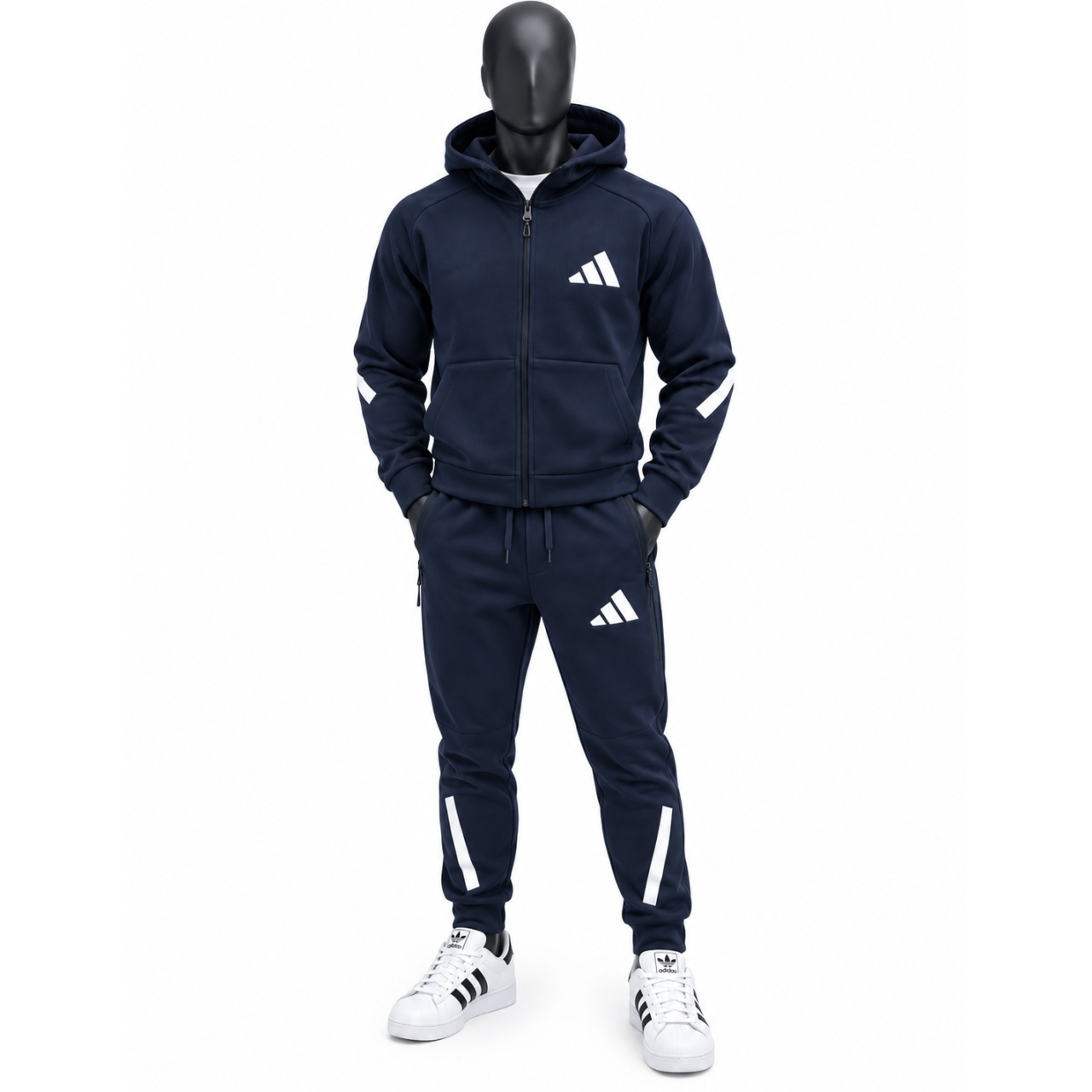 Мъжки спортен екип Adidas Tracksuit Dark Blue White