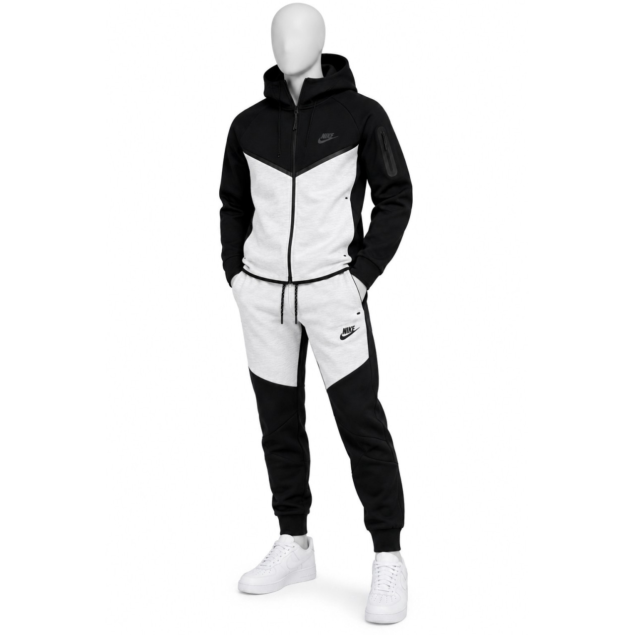  Мъжки спортен екип Nike Tech Fleece черно сиво и черно