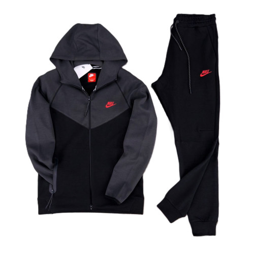  Мъжки спортен екип Nike Tracksuit Tech Fleece Black Dark Grey New Model