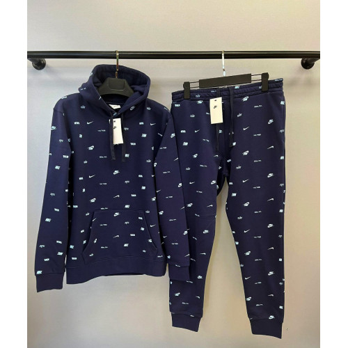 Мъжки спортен екип Nike Multiple Logo Sweatshirt + Pants Dark Blue