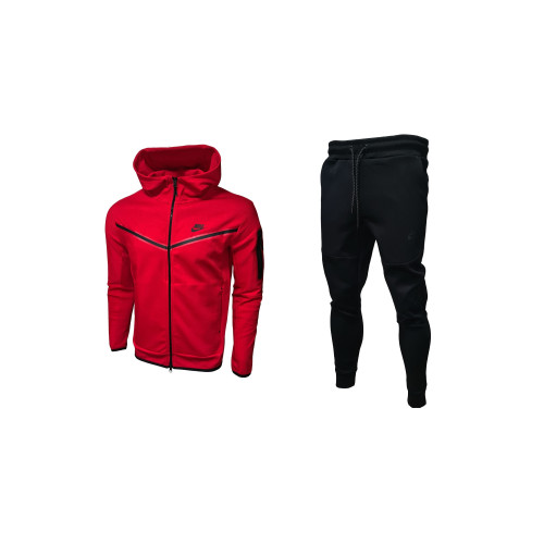 Мъжки спортен екип Nike Tracksuit Tech Fleece Red Black